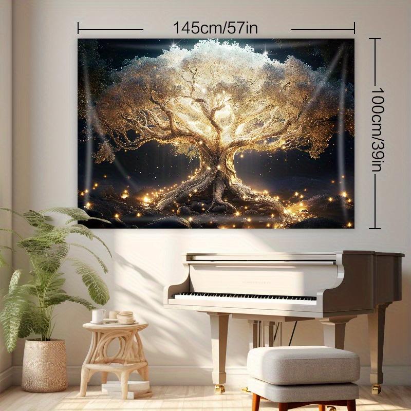 Luminous New Year's White Tree Of Life Tapestry,Forest Style Photo Studio Props,Yard Decoration,Wall Hanging Wall Decoration Room Decorative Table