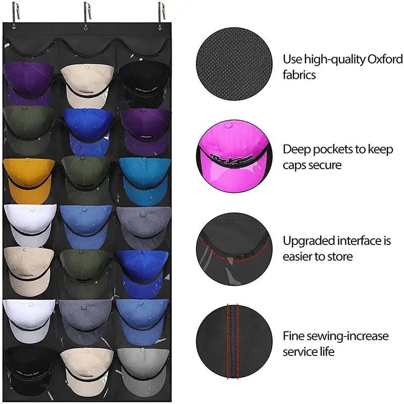 Hangable Hat Storage Organizer, 1 Count Punch Free Multi Grid Hat Organizer, Hanging Hat Storage Rack for Door & Wardrobe, Summer Essentials Home Organizer for Room, Bedroom Furniture Decorative Accessories