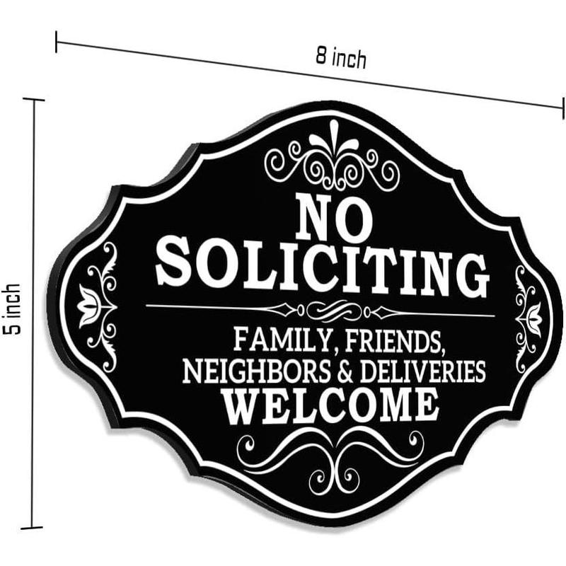 No Soliciting Sign Family Friends and Neighbors Welcome Front Door Sign, Funny No Soliciting Sign for House Modern Design Welcome Sign for Yard Door Porch Home Wall Decor.