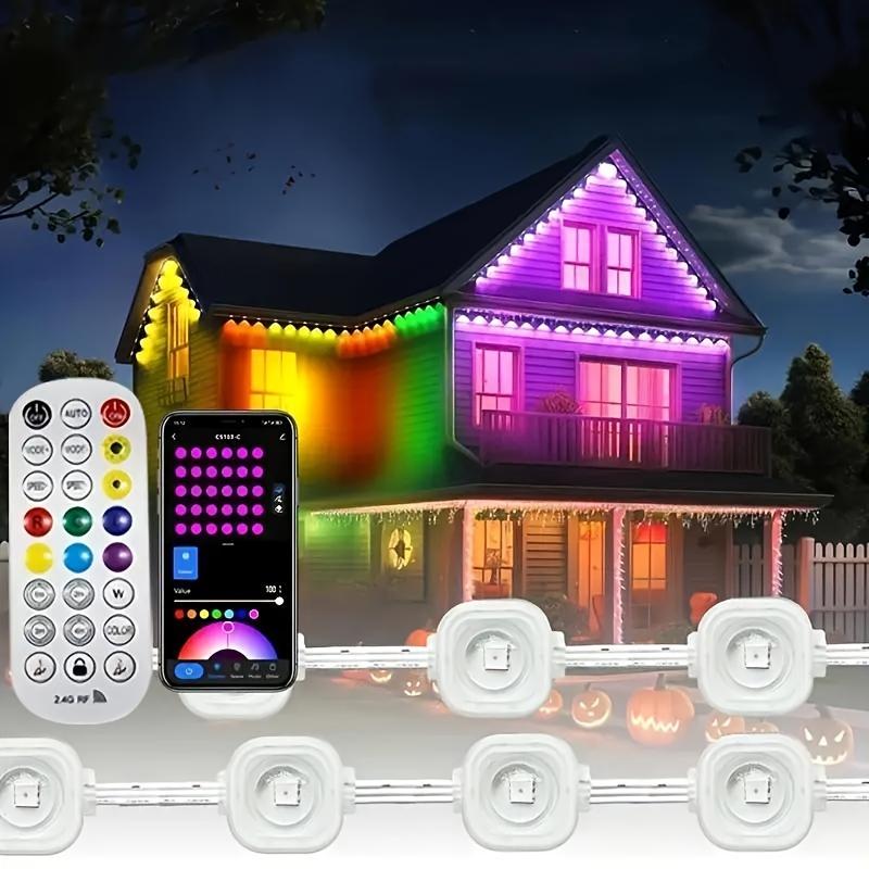 Permanent Outdoor Lights, RGB Outdoor Christmas Lights with 30 60 LED Lights, Waterproof LED Eaves Lights with DIY Scene Modes for Halloween Decor, Smart APP & Remote Control