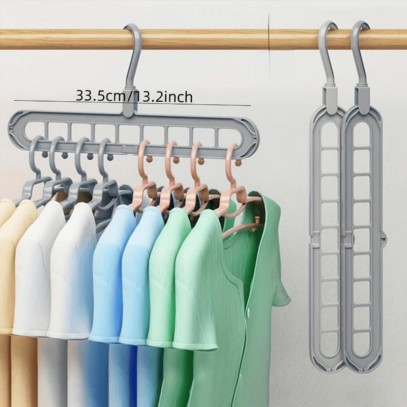 Foldable 9-hole Hanger, 3 Counts Space Saving Clothes Organizer Hanger, Durable Clothes Hanger for Home & Dormitory Storage