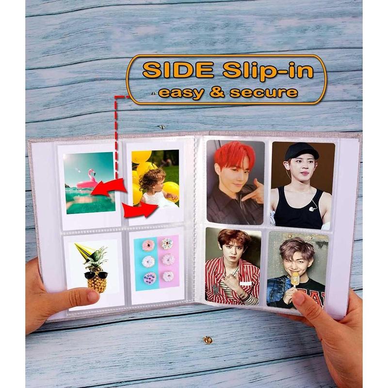 Mini Photo Album 208 Vertical Photos - Linen Cover, Front Window, Photo Album 2x3 Compatible with Fujifilm Instax Mini Film 7s 8 9 11, Polaroid 300, HP Sprocket, K-pop Photocards Decor