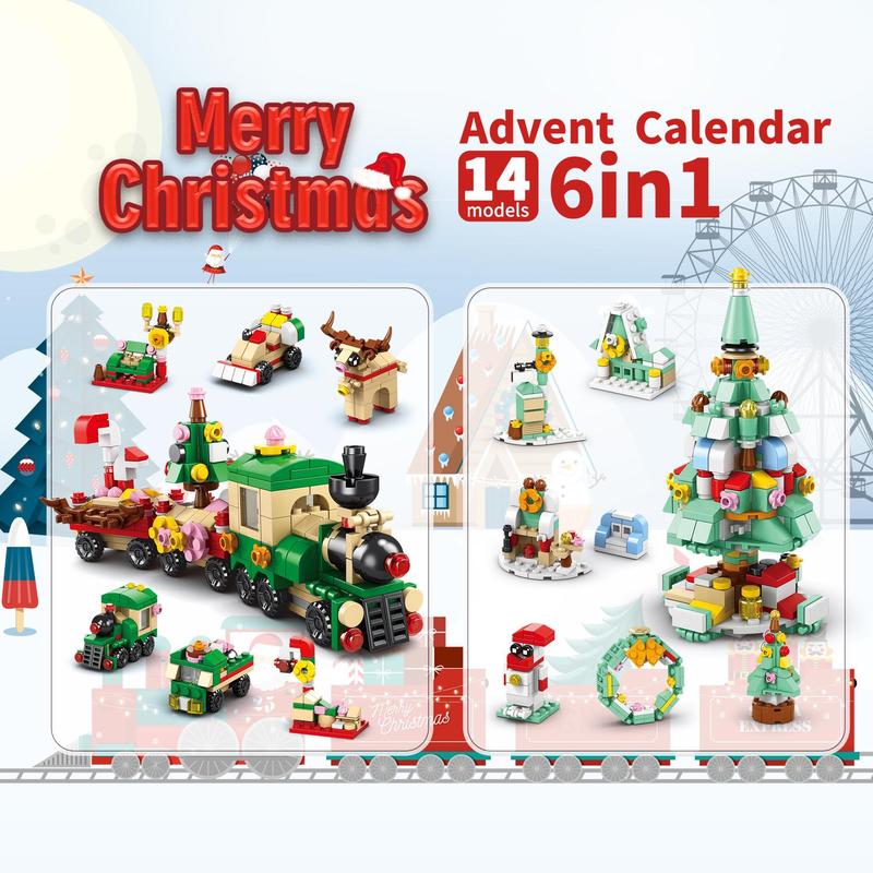 Christmas Themed Diorama Kit, 1 Set 12 Holes Advent Calendar Diorama Set for Festival Gifts, Model Building Model for Home Decor