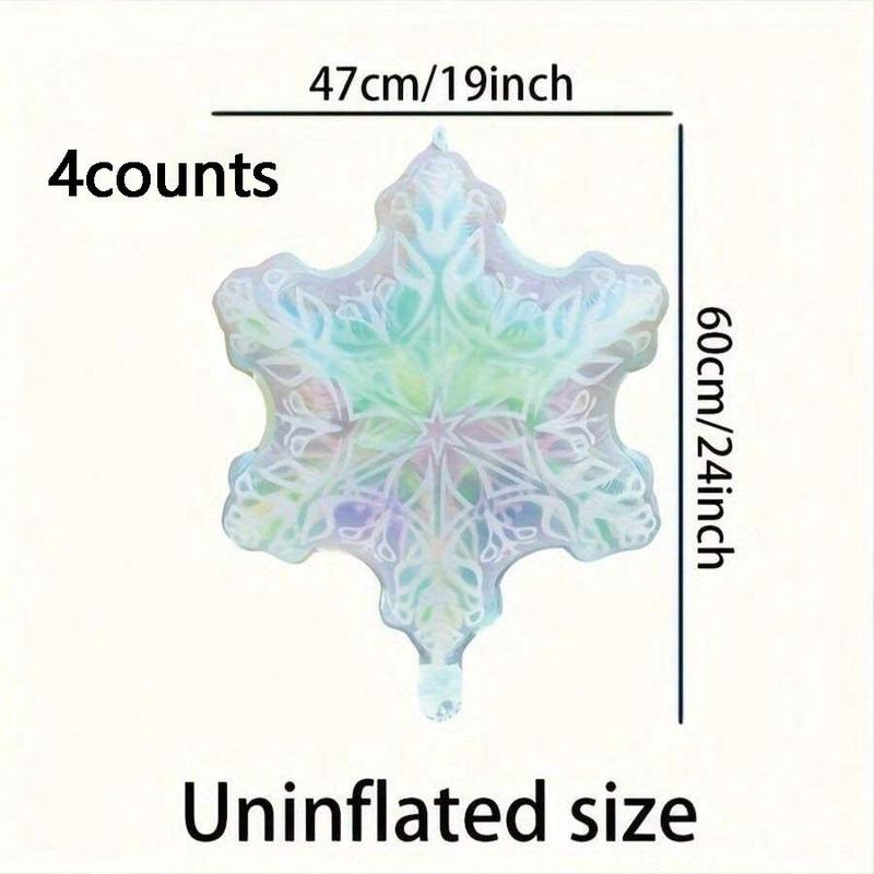 Snowflake Shaped Balloon, 4 Counts set Aluminum Film Inflatable Christmas Themed Balloon, Suitable for Winter Home and Courtyard Decoration Props