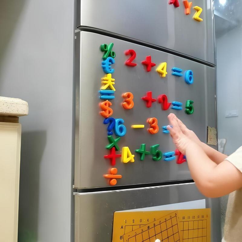 Random Color Number & Symbolic Magnetic Refrigerator Sticker, 37pcs set Educational Toy for Children, Home Decor Supplies, Refrigerator Magnets Decor