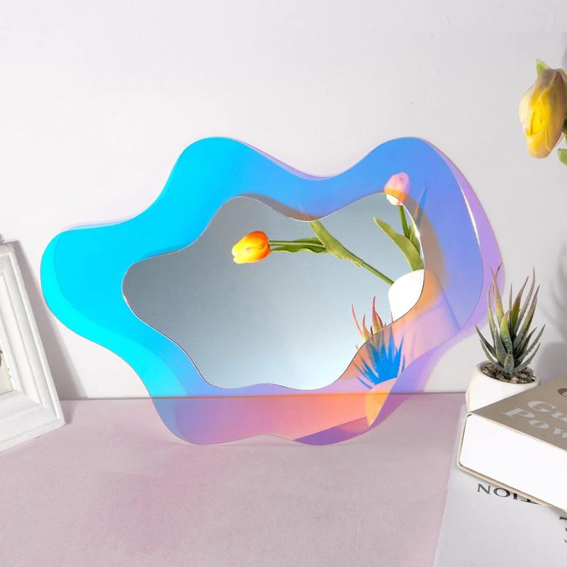 Irregular Wall Mirror Wavy Acrylic Rainbow Mirror Room Decor