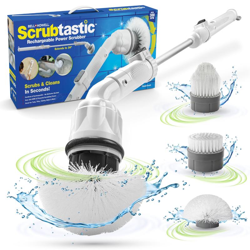 Bell+Howell Scrubtastic Multi-Purpose Surface Rechargeable Power Scrubber & 3 Multi-use Brushes