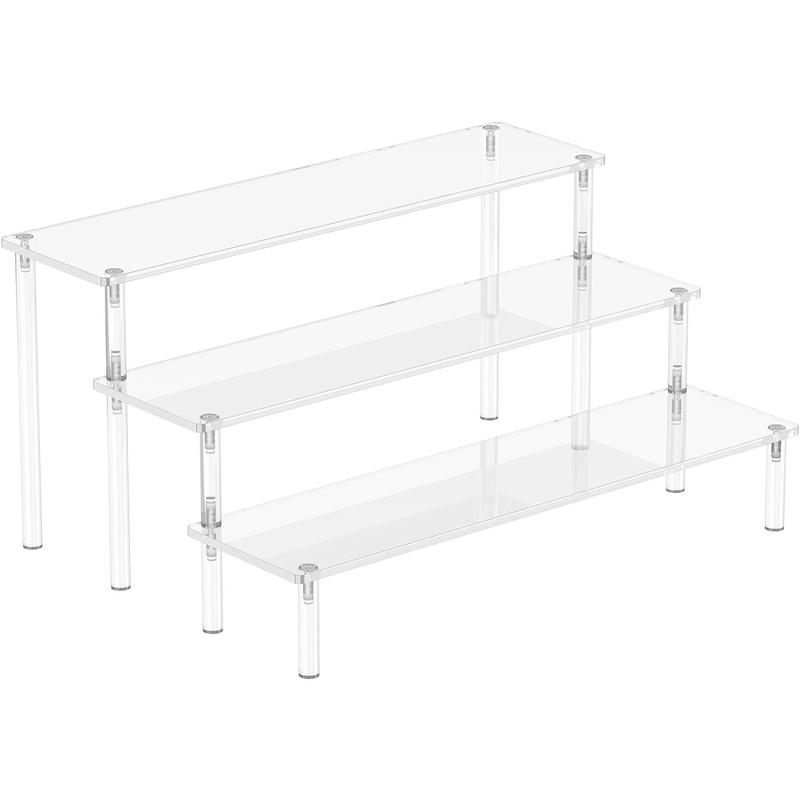 Acrylic Display Risers, 3 Tier Perfume Organizer Stand, Clear Cupcake Stand Holder, Large Shelf Risers for Figures, Dessert Shelves for Party, Riser Stand for Decoration and Organizer Racks