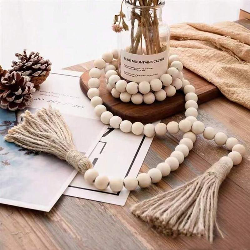 Wooden Bead Tassel Decor, 1 Count Boho Style Hanging Decor, Home Decor for Living Room, Bedroom, Office, Party, Wedding