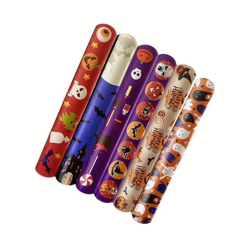 Christmas Random Color Holiday Themed Slap Bracelet, 12pcs set Cute Cartoon Pattern Slap Bracelet, Party Gift for Kids, Gift Bag Filler