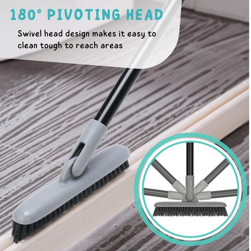 Grout Brush with Long Handle, 49'' Tile Cleaner Tool for Shower, Bathroom Floors Scrubber for Grout Cleaning