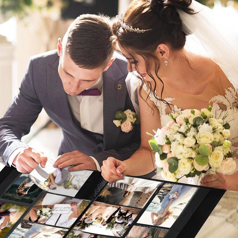 Wedding Photo Album 4x6 600 Pocket Photos Slip in, Linen Cover Large Capacity Newlywed Marriage Window Album Hold 600 Horizontal Vertical Photos (Mr & Mrs, White)