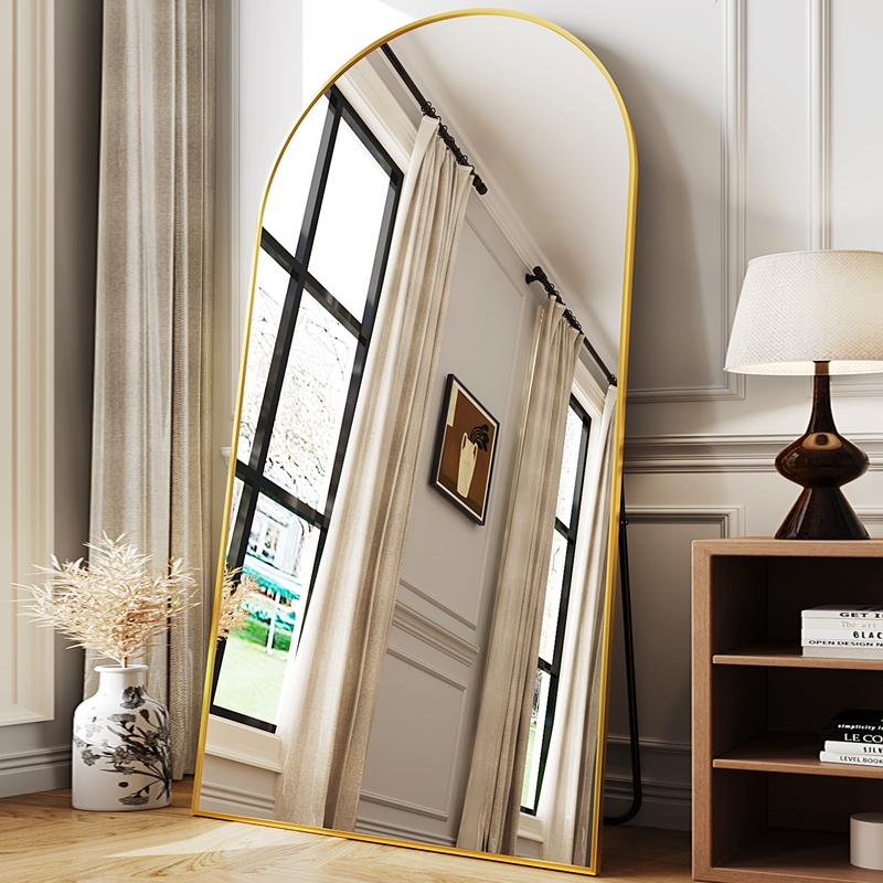 Ladynow Full Length Mirror, Oversized Arched Floor Mirror Freestanding, Full Body Mirror Floor Standing Mirror with Stand for Bedroom, Hanging Mounted Mirror for Living Room Cloakroom