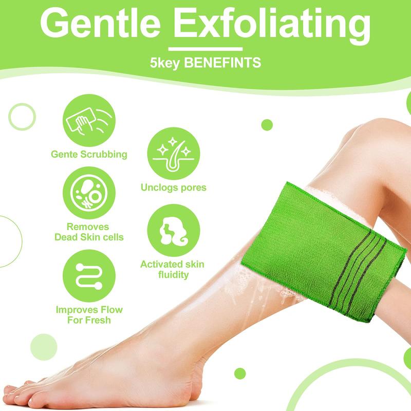 12 Pieces Korean Exfoliating Mitt Exfoliating Cloth Towel Korean Style Body Scrub Korean Style Scrubbing Cloth Bath Body Exfoliating Scrub Towel(Yellow, Green, Blue, Pink, Small)