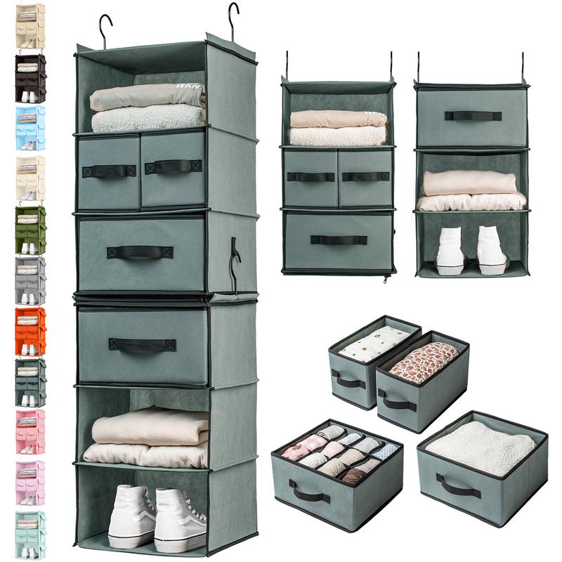 SMIRLY Hanging Closet Storage Organizer 6-Tier Separable Hanging Shelf with Drawers