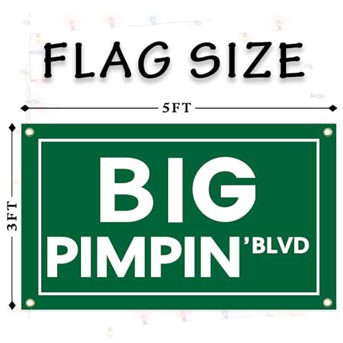 Big Pimpin'Blvd Funny Quote Flag Banner 3x5 FT Funny Flag Man Cave Wall Flag with Brass Grommets for College Dorm Room Decor,Outdoor,Parties Ornaments