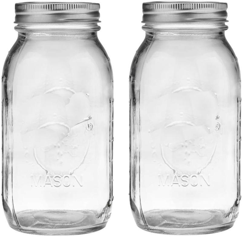 Regular Mouth 32-Ounces Mason Jar with Lids and Bands, Clear