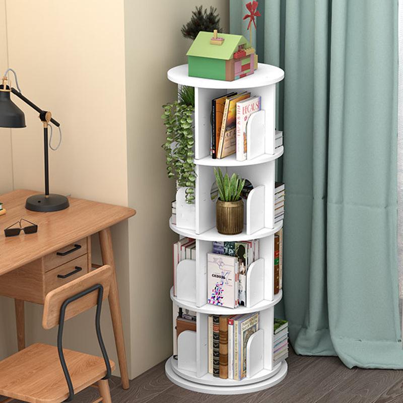 CNCEST Rotating Bookshelf Tower 360 Display Floor Standing Bookcase Bedroom Storage Rack Classroom Organizer Smooth Wooden Christmas Gift Home Decor