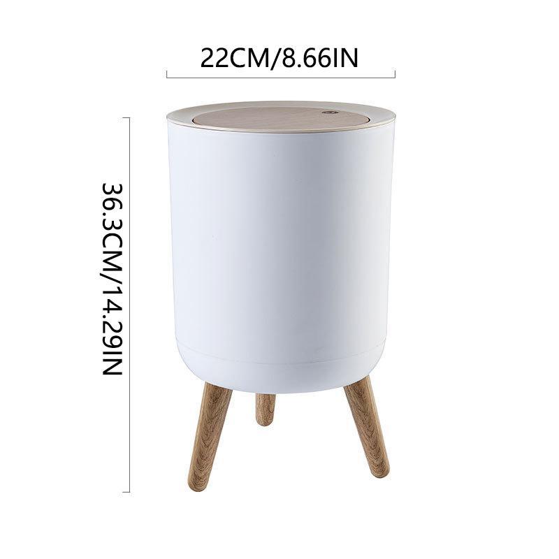 Wood Grain Trash Can, 1 Count Modern Press Type Trash Can, Multifunctional Trash Can for Bathroom, Office, Living Room