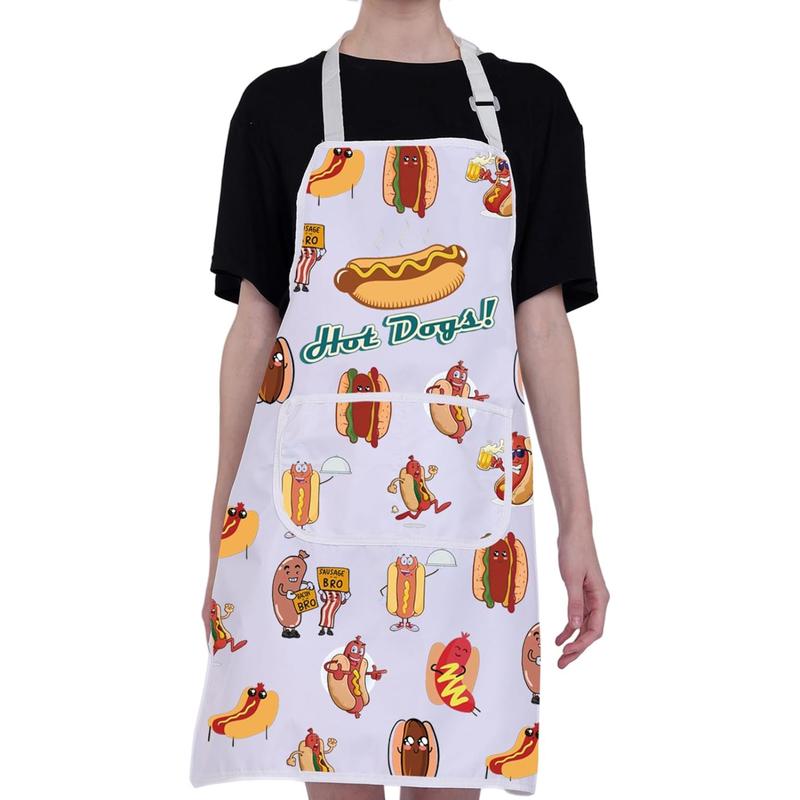 Hot Dog Apron with Pockets Hot Dog Lover Gifts Funny Hot Dog Chef Apron Kitchen Cooking Fast Food Aprons for Women Men