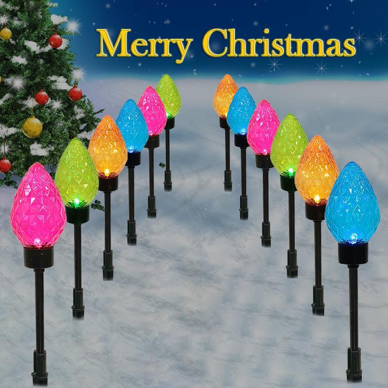 Solar Powered Christmas Light, 12pcs set Creative Ground Decorative Bubble Light, Outdoor Holiday Decoration Light, Garden Decoration, Home Decor