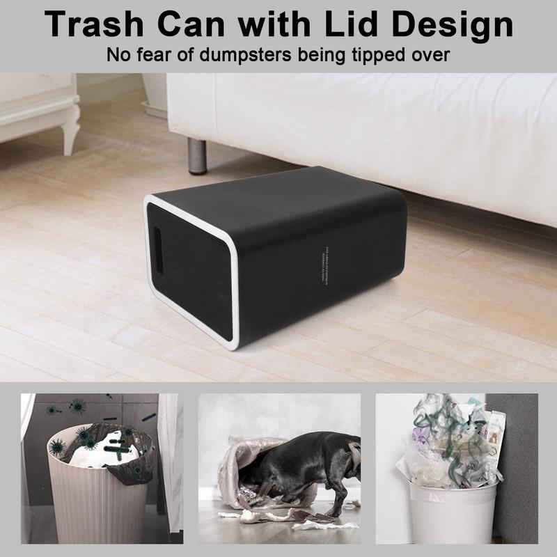 Trash Can with Lid, 2 Pack 4 Gallons 15 Liters Garbage Can with Press Top, Small Trash Can Dog Proof, Plastic Trash Bin, Waste Basket for Bathroom|Kitchen|Bedroom|Office (2, Black)