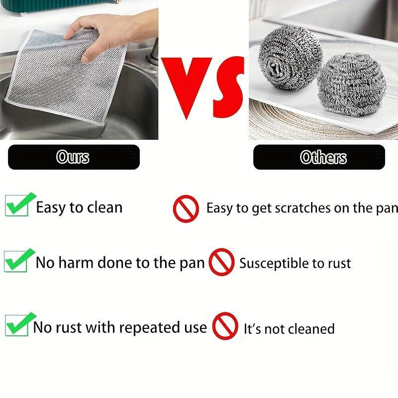 Kitchen Cleaning Cloth (20pcs), Double-deck Polyester Fiber, Non-stick Quick-dry Mesh Scrubber, Easy To Clean & Reusable Cleaning Cloth for Pots & Stovetops