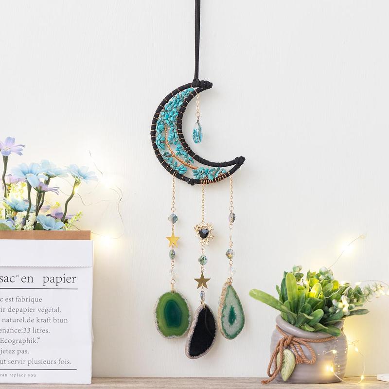 Creative Crescent Moon Design Hanging Decor, 1 Count Artificial Crystal Sun Catcher, Hanging Decor for Home Living Room Courtyard