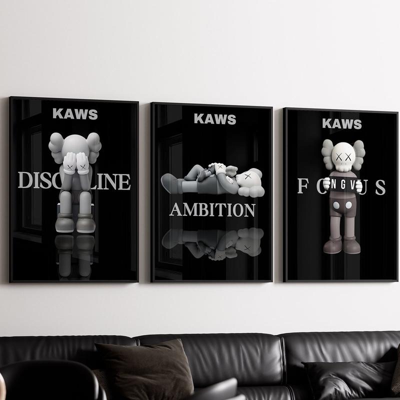 Kaws Poster, Motivational Wall Art, HypeBeast Poster, Kaws Print, Kaws Discipline Poster, Black Wall Art Gift