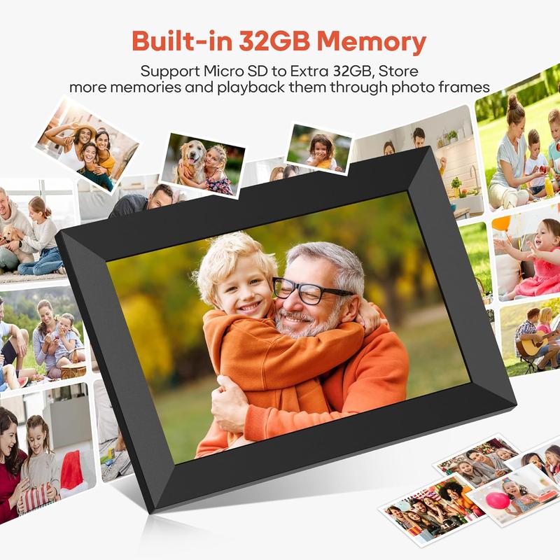 Frameo 10.1 Inch WiFi Digital Picture Frame, 1280x800 HD IPS Touch Screen Photo Frame Electronic, 32GB Memory, Auto-Rotate, Wall Mountable, Share Photos Videos Instantly via Frameo App from Anywhere