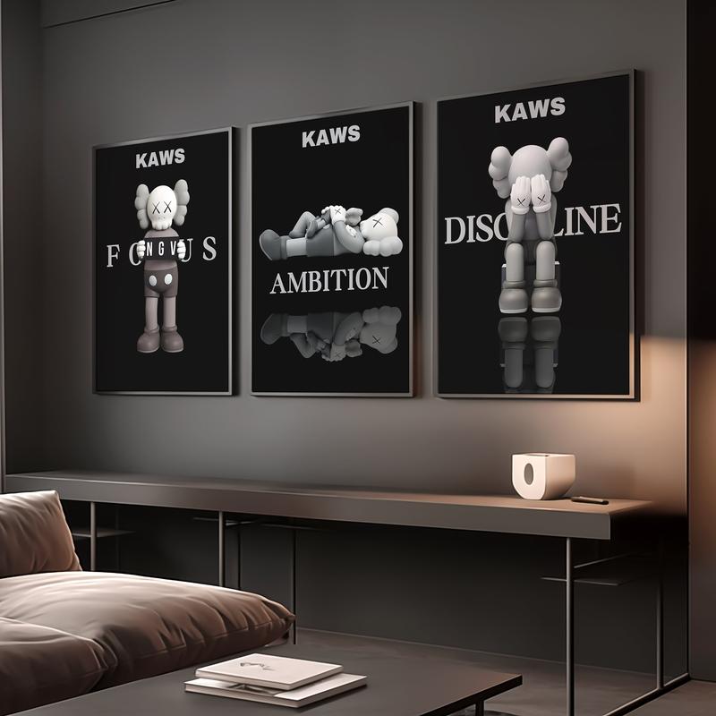 Kaws Poster, Motivational Wall Art, HypeBeast Poster, Kaws Print, Kaws Discipline Poster, Black Wall Art Gift