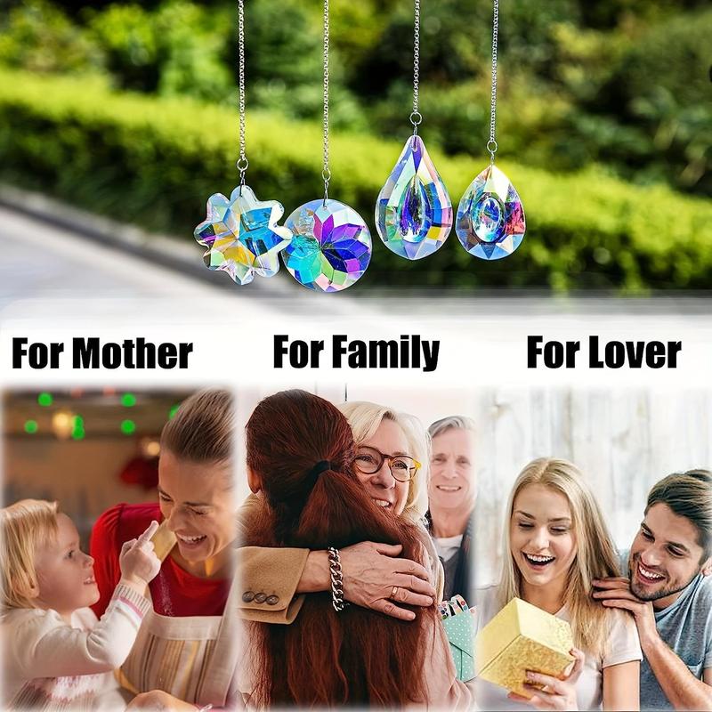 Glass Prism Hanging Suncatcher, 4 Counts set Creative Artificial Crystal Hanging Ornament, Hanging Decor for Home Window Balcony Garden Yard, Home Decor