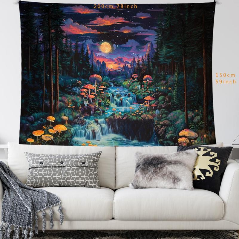 Forest & Mushroom Pattern Tapestry, Multi-size Modern Art Exquisite Hanging Blanket, Wall Hanging Decor for Home Living Room Bedroom Office Dormitory