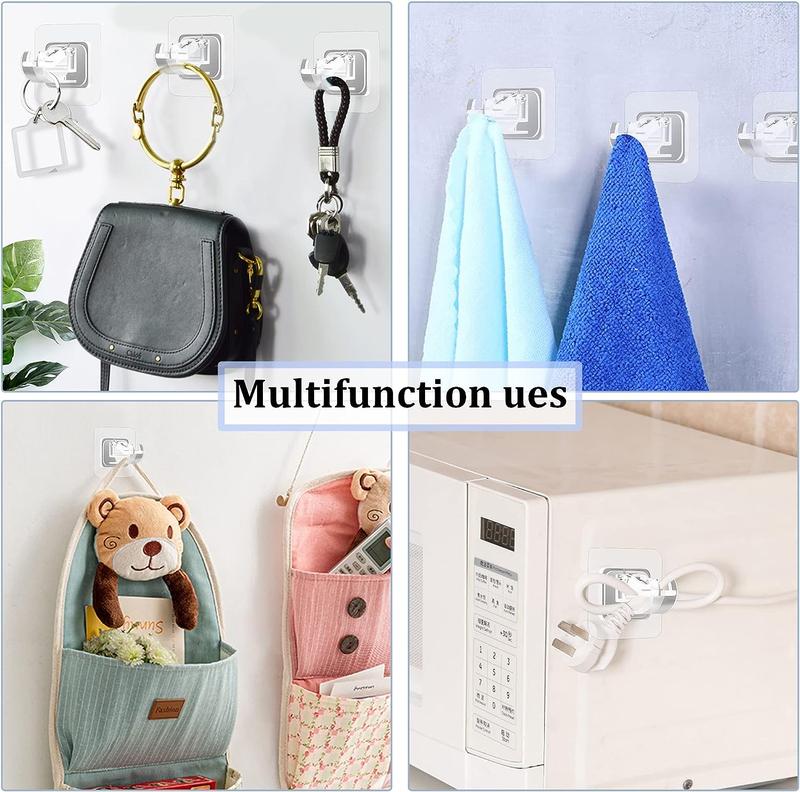 8PCS No Drill Curtain Rod Brackets No Drilling Self Adhesive Curtain Rod Holder Hooks Nail Free Adjustable  Curtain Transparent Household Organiser