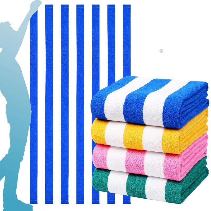 4 Packs Oversized Stripe Beach Towel Soft Super Absorbent for Men Women Adults