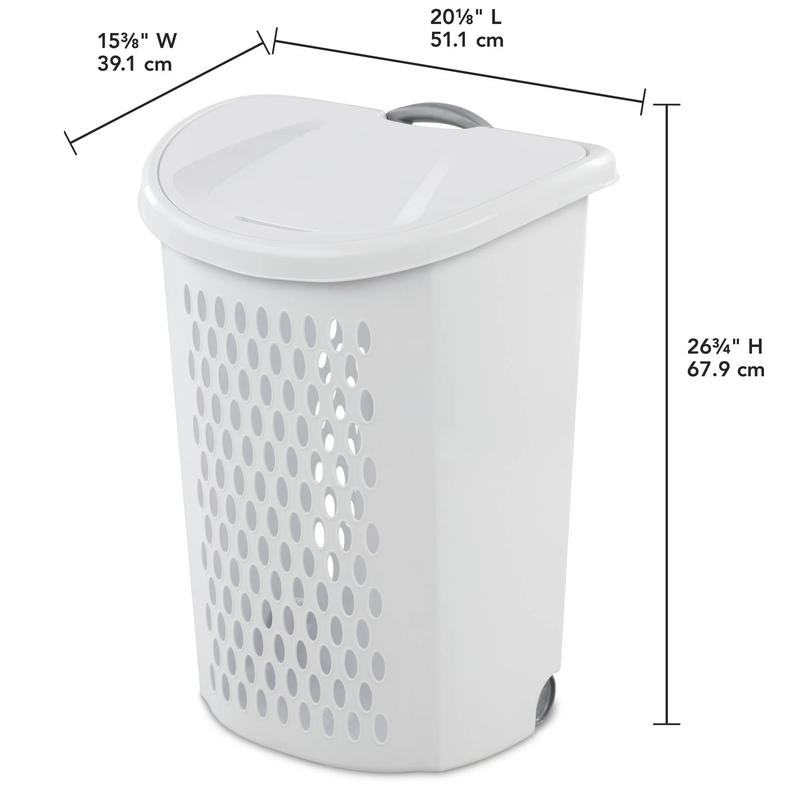 Wheeled Hamper Plastic Adult, White