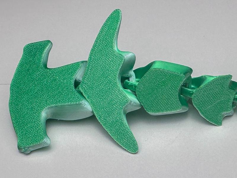 3-D Printed articulating Hammerhead 7 inches Decor Nature