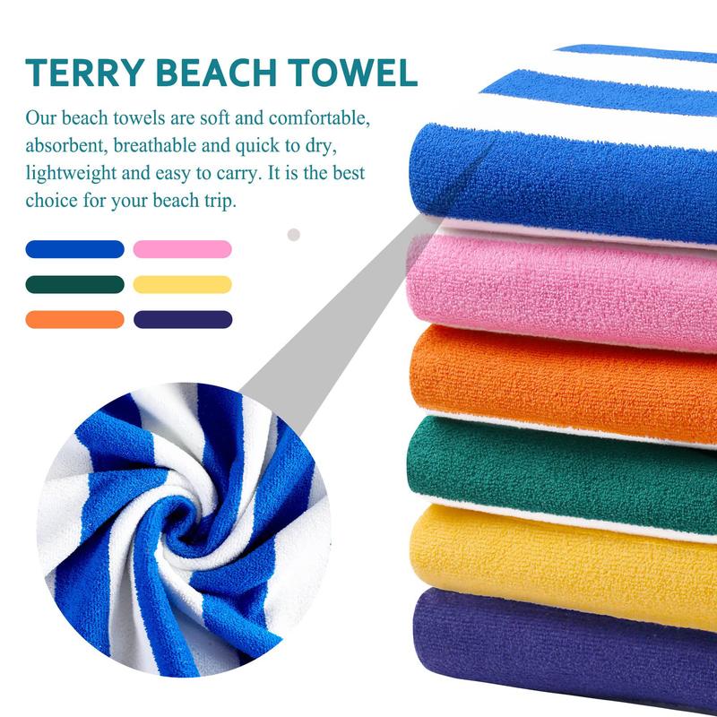 4 Packs Oversized Stripe Beach Towel Soft Super Absorbent for Men Women Adults