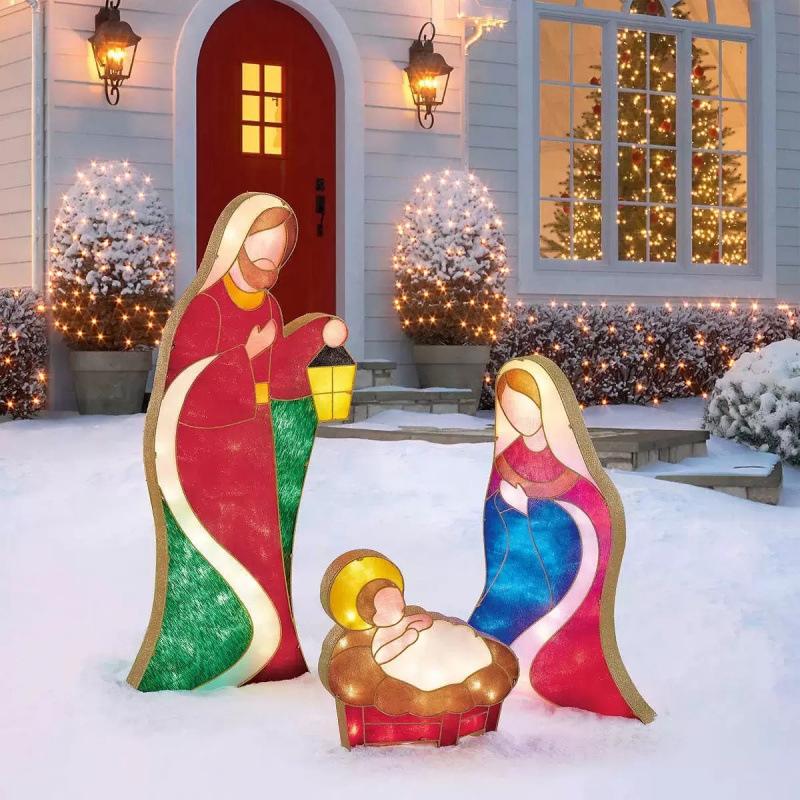 Outdoor Christmas Decorations Lighted Outdoor Nativity Set For Yard Jesus Nativity Scene Christmas Decorations Outside Photo Ornaments