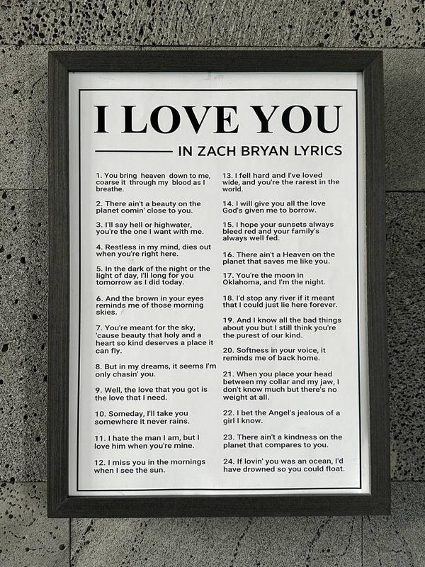 I Love You In Lyrics Poster, Music Poster, Lyrics Poster, Gift For Fans Decor Room Ornaments Decoration Ornaments Decoration