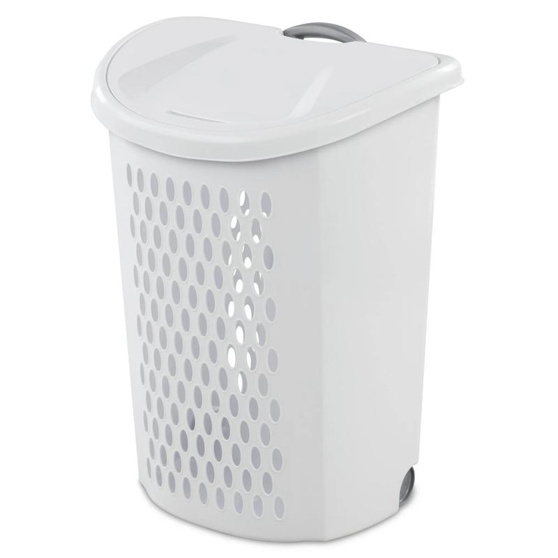 Wheeled Hamper Plastic Adult, White