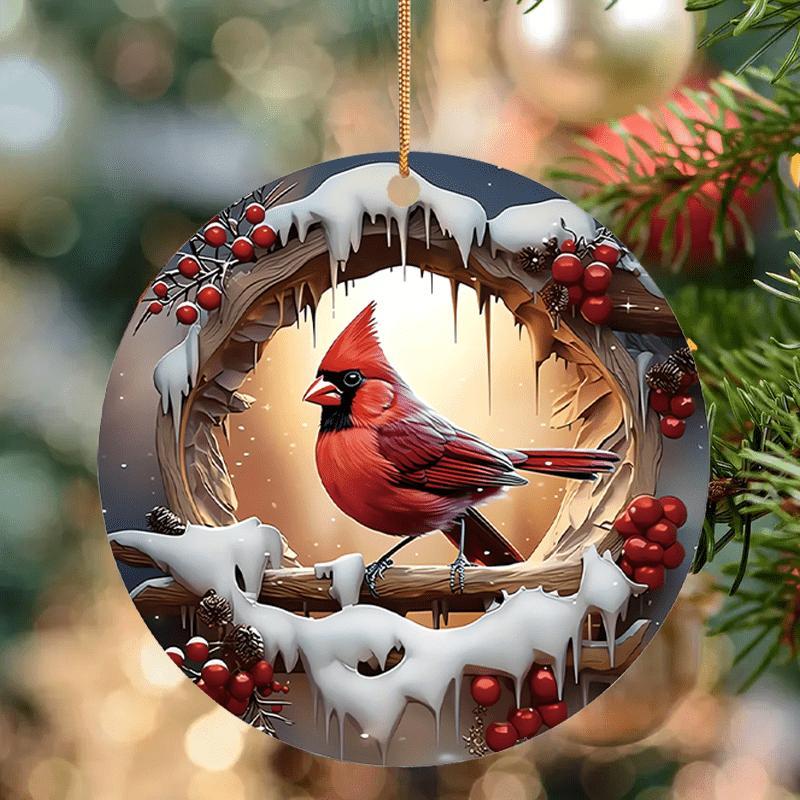 Bird Pattern Hanging Ornament, 1 Count 2D Acrylic Xmas Theme Gift for Home Decor, Wall Hanging Ornament, Party & Holiday Decorations