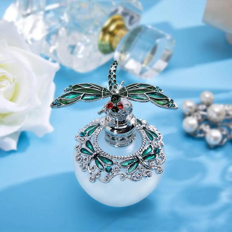 Dragonfly Design Perfume Dispensing Bottle, 1 Count Portable Glass Perfume Bottle, Exquisite Perfume Container For Home & Travel