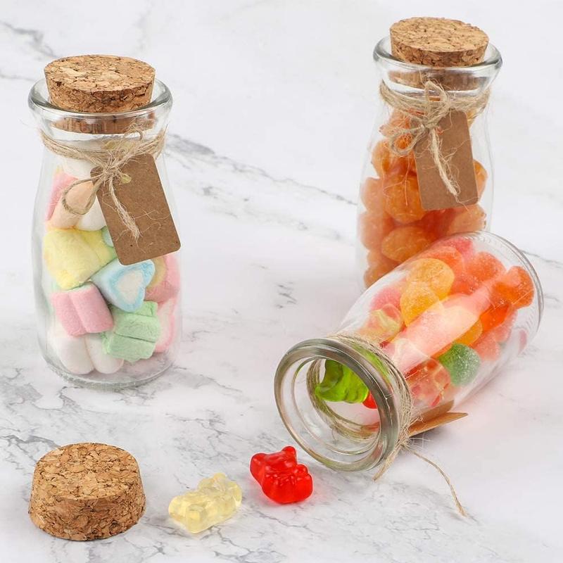 12 Count  3.4oz Small Glass Jars with Lids, 100ml Candy Jars Potion Bottles with Cork, Mini Jars Set for Party Wedding Favors Halloween Décor