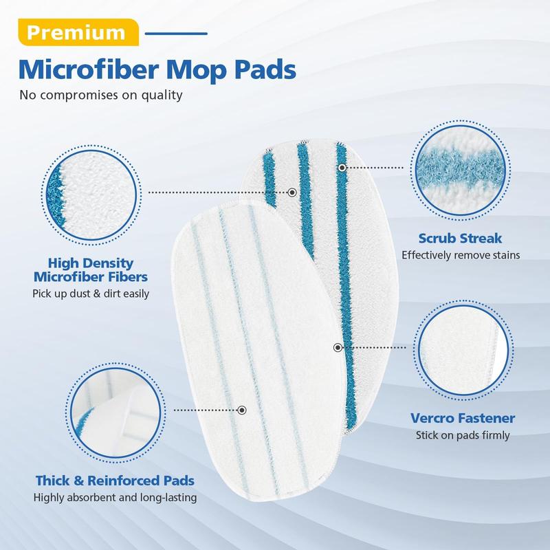 6 Pack Replacement Steam Mop Pads Compatible for PurSteam ThermaPro 10-in-1