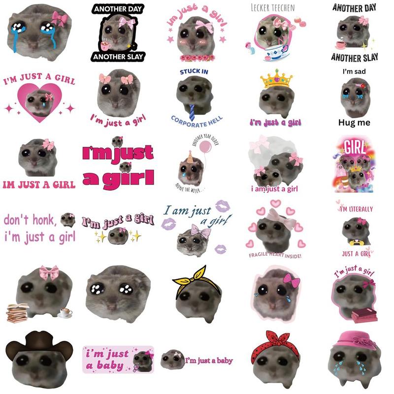 Hamster Meme Sticker, 56pcs set Cute Animal Sticker, Decorative Sticker for Phone, Computer, Guitar, Bag, Water Cup, Scrapbook