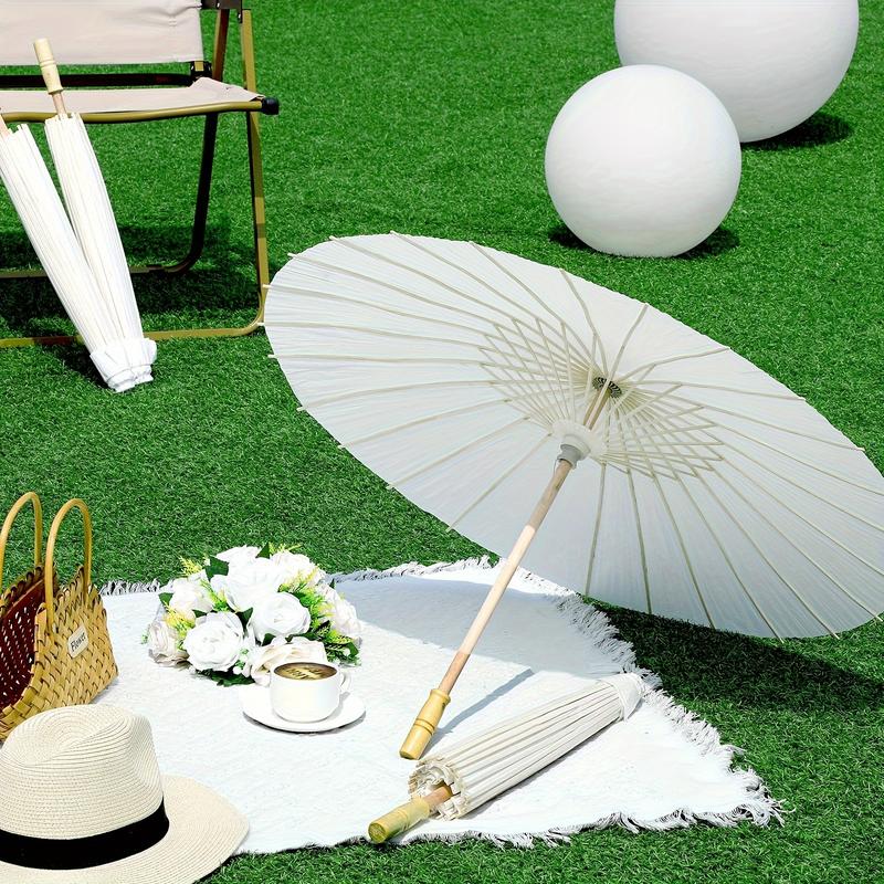 12 Packs Of 33 Inches White And Large Paper Umbrellas For Wedding Party - Paper Decorative Parasol Umbrella DIY Oiled Paper Painting Umbrellas Crafts For Romantic Wedding Bridal Party And Photograph Accessory Art Display