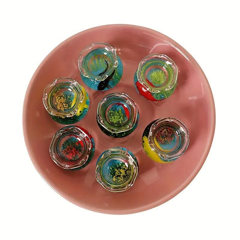 Random Color Mini Glass Fish Bowl, 1 Count Lovely Mini Fish Bowl, Desktop Decoration for Living Room Bedroom Office Home Dormitory Car