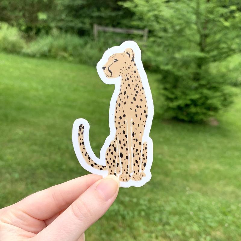 Cheetah Waterproof Vinyl Sticker, 3.5x2