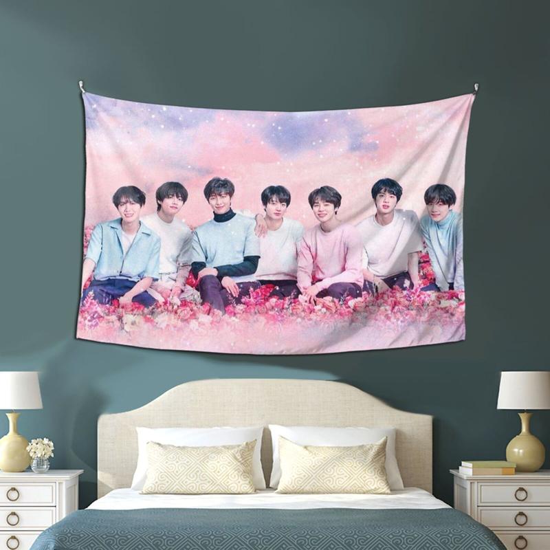 K-Pop BTS Tapestry, Aesthetic Tapestries Wall Hanging for Bedroom Living Room College Dorm Decor